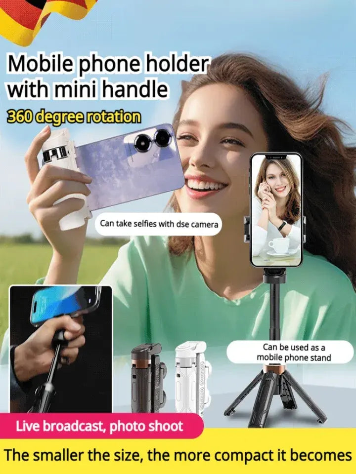 Limited Time: 40% OFF 🔥Mini Selfie Stick Foldable 3 in 1 Extendable Grip Phone Shooting Tripod Stand with BT Remote Control