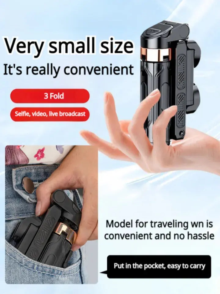 Limited Time: 40% OFF 🔥Mini Selfie Stick Foldable 3 in 1 Extendable Grip Phone Shooting Tripod Stand with BT Remote Control